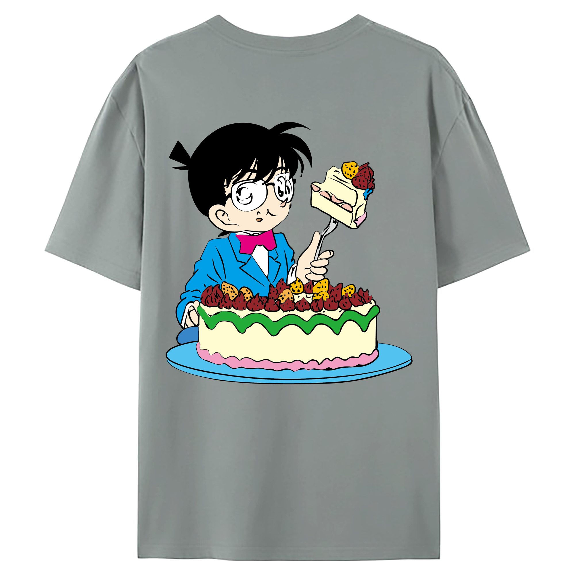（画像用） 名探偵コナン 江戸川 コナン Detective Conan Conan Edogawa 綿100％ メンズ半袖Tシャツ（バックプリント） 通気性